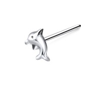 Dolphin Shaped Silver Straight Nose Stud NSKA-80